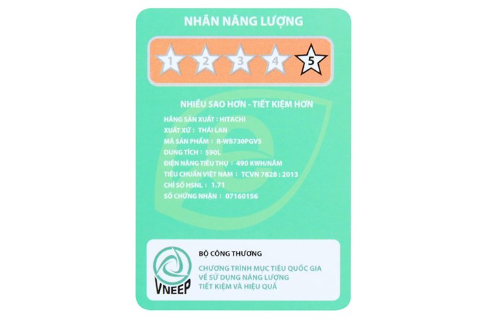 Tủ lạnh Hitachi 590 lít R-WB730PGV5 GBK Màu Đen