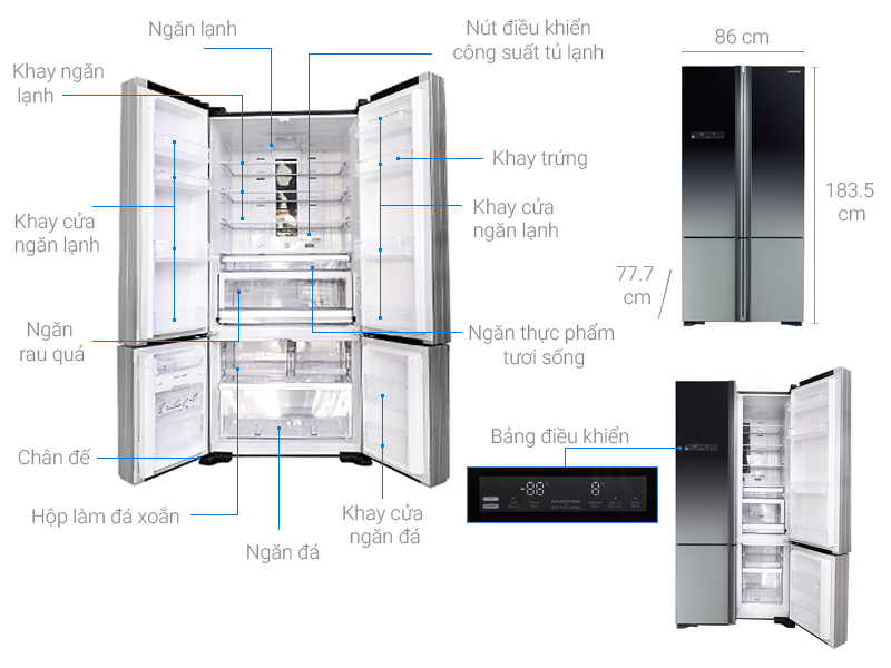 Thông số kỹ thuật Tủ lạnh Hitachi 590 lít R-WB730PGV5 XGR