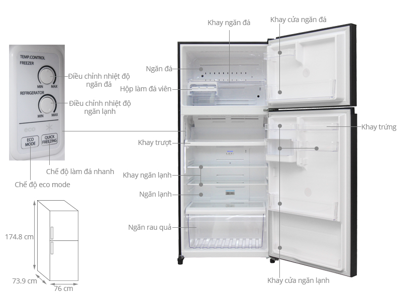 ThÃ´ng sá» ká»¹ thuáº­t Tá»§ láº¡nh Toshiba 468 lÃ­t GR-HG52VDZ XK