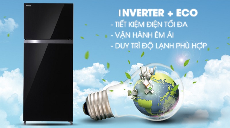 Công nghệ Inverter + Eco mode tiết kiệm điện - Tủ lạnh Toshiba Inverter 468 lít GR-HG52VDZ XK