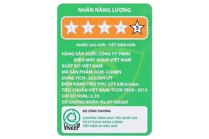 Tủ lạnh Aqua Inverter 204 lít AQR-I226BN Màu Nâu