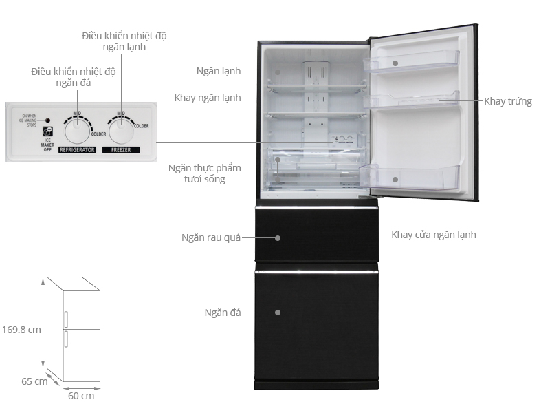 Tủ lạnh Mitsubishi Electric 326 lít MR-CX41EJ-BRW-V