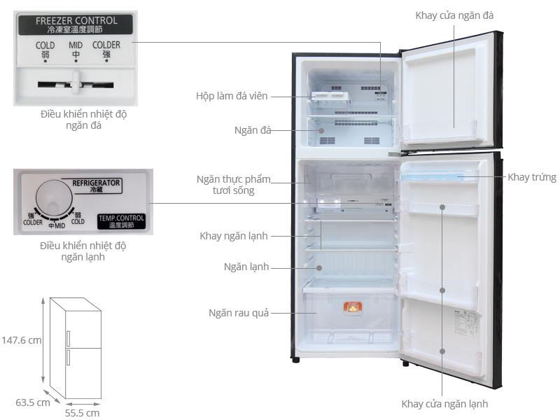 Thông số kỹ thuật Tủ lạnh Mitsubishi Electric 231 lít MR-FV28EJ-BR-V