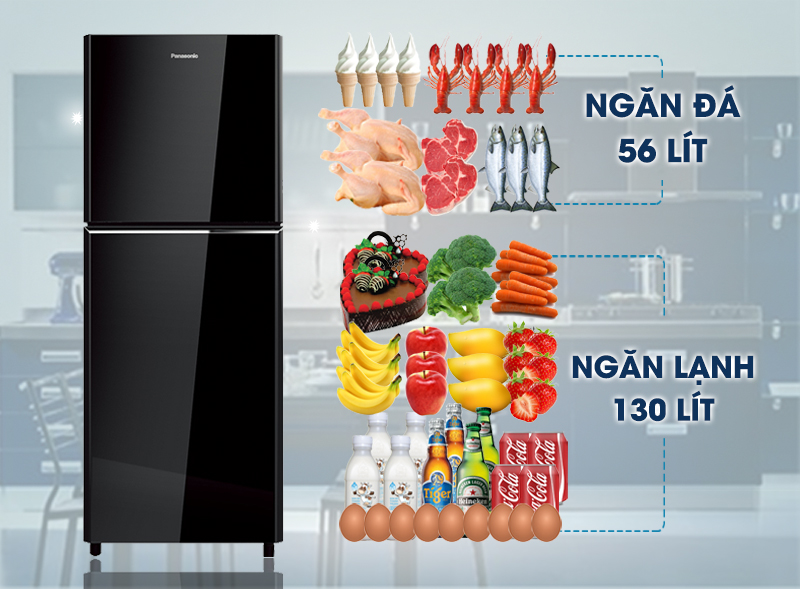 Tủ lạnh Panasonic NR-BN201GKVN 186 lít thiết kế sang trọng Tủ lạnh Panasonic NR-BN201GKVN 186 lít thiết kế sang trọng