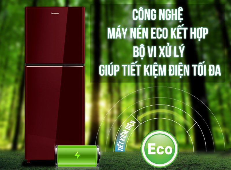 Tủ lạnh Panasonic 186 lít NR-BN201GAVN với máy nén Eco tiết kiệm điện Tủ lạnh Panasonic 186 lít NR-BN201GAVN với máy nén Eco tiết kiệm điện