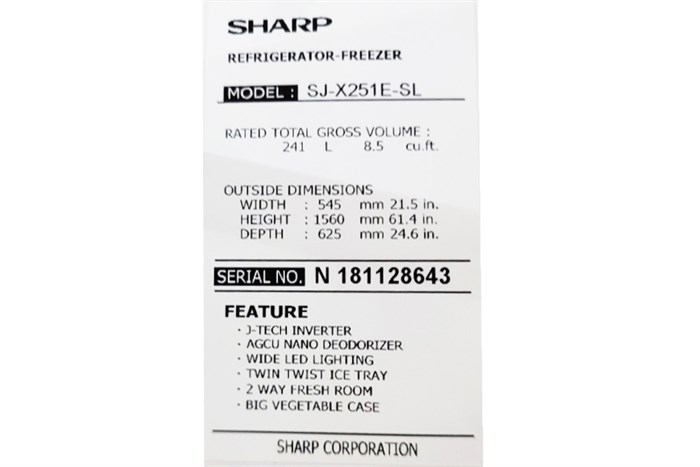 Tủ lạnh Sharp Inverter 224 lít SJ-X251E-SL Màu Xám