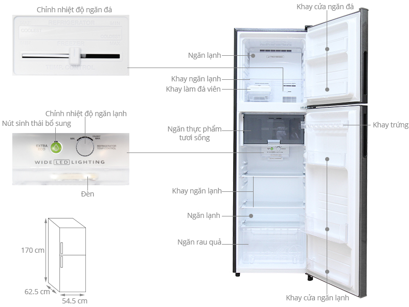 Thông số kỹ thuật Tủ lạnh Sharp 271 lít SJ-X281E-DS