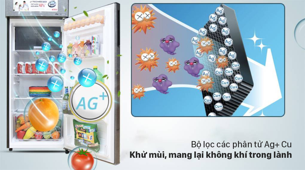 Tủ lạnh Sharp Inverter 253 lít SJ-X281E-DS - Bộ lọc phân tử Ag+ Cu giúp khử mùi, mang lại không khí trong lành