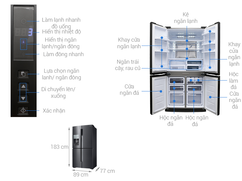 Thông số kỹ thuật Tủ lạnh Sharp Inverter 678 lít SJ-FX680V-ST