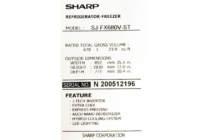 Tủ lạnh Sharp Inverter 605 lít SJ-FX680V-ST Màu Xám