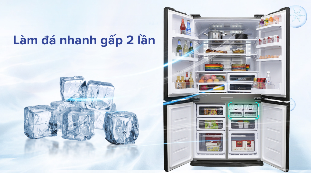 Tủ lạnh Sharp Inverter 605 lít SJ-FX680V-ST - Làm đá nhanh gấp 2 lần
