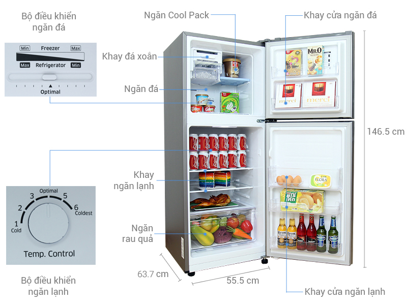 Tủ lạnh Samsung 208 lít RT20HAR8DSA/SV