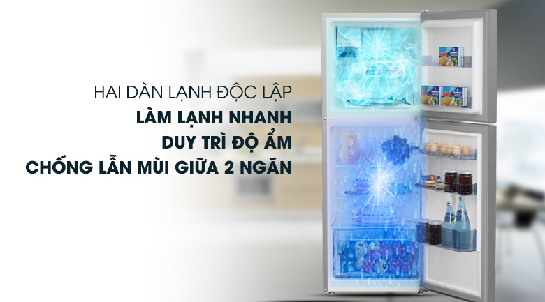 Tủ lạnh Beko RDNT230I50VZX - Công nghệ làm lạnh độc lập giúp làm lạnh nhanh, giữ ẩm tốt, không lẫn mùi