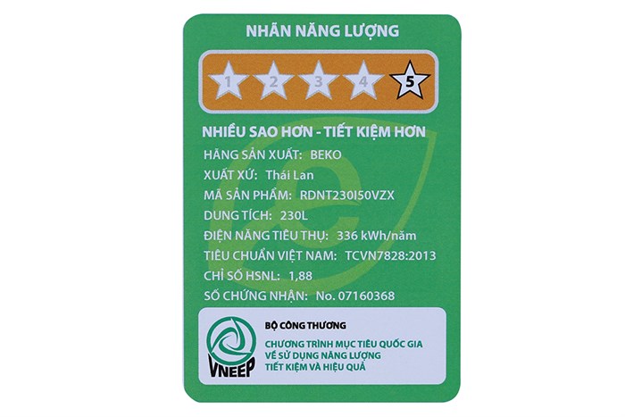 Tủ lạnh Beko Inverter 201 lít RDNT230I50VZX Màu Xám