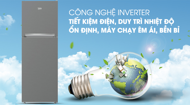 Tủ lạnh Beko RDNT250I50VZX - Công nghệ Prosmart Inverter tiết kiệm điện, hoạt động êm