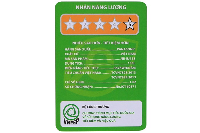 Tủ lạnh Panasonic 135 lít NR-BJ158SSVN Màu Xám