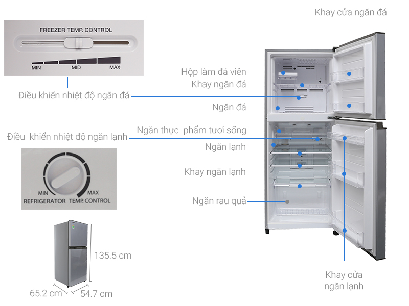 Thông số kỹ thuật Tủ lạnh Toshiba 186 lít GR-M25VBZ(S)