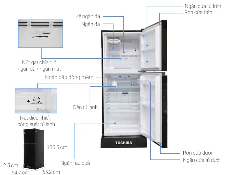Thông số kỹ thuật Tủ lạnh Toshiba Inverter 186 lít GR-M25VMBZ(UKG)