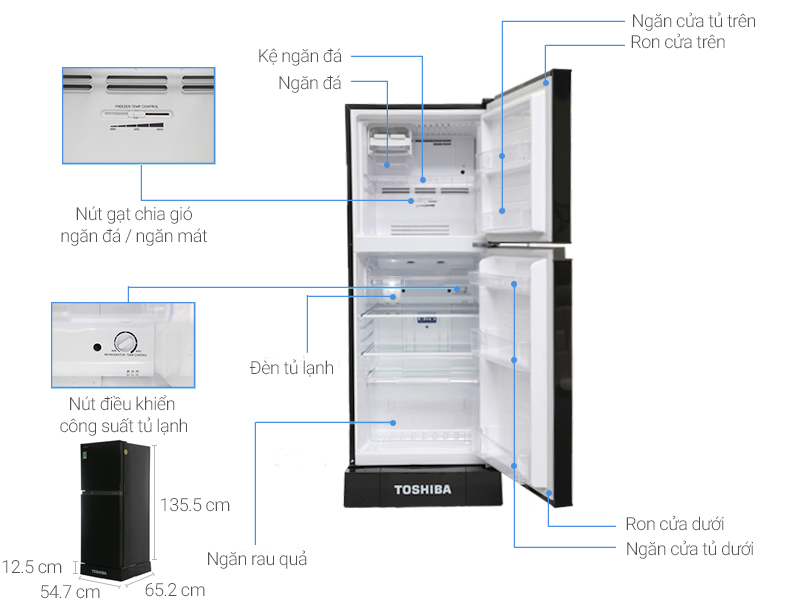 Thông số kỹ thuật Tủ lạnh Toshiba 186 lít GR-M25VMBZ(UKG)