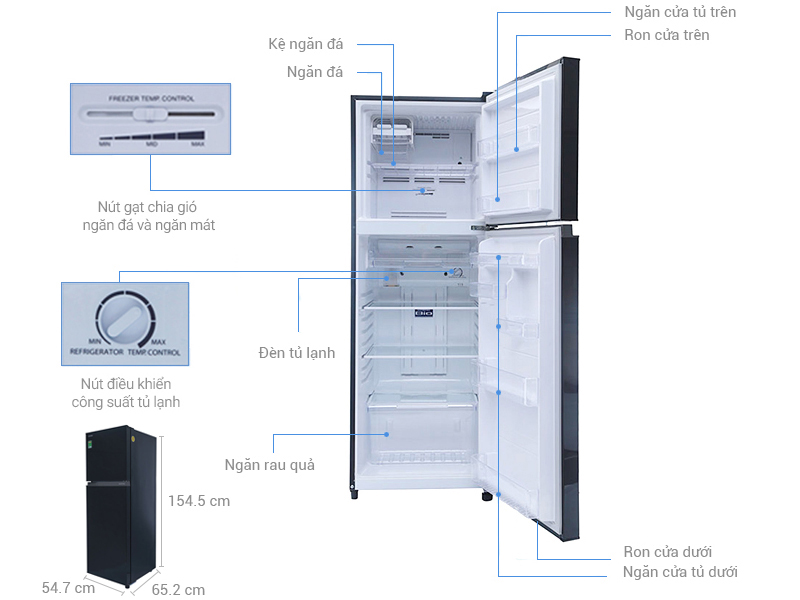 Thông số kỹ thuật Tủ lạnh Toshiba 226 lít GR-M28VHBZ(UKG)