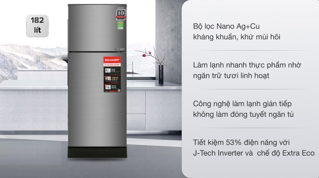 Tủ lạnh Sharp Inverter 182 lít SJ-X201E-DS