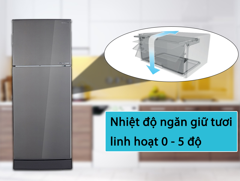 Tủ lạnh Sharp Inverter 196 lít SJ-X201E-DS - Ngăn giữ tươi linh hoạt Tủ lạnh Sharp Inverter 196 lít SJ-X201E-DS - Ngăn giữ tươi linh hoạt