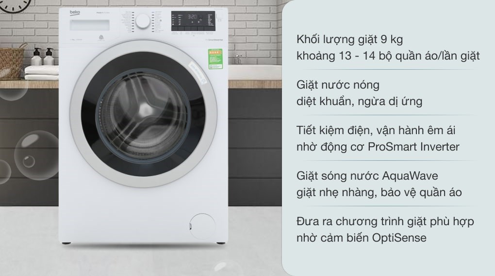 Máy giặt Beko Inverter 9 kg WMY 91283 PTLB2