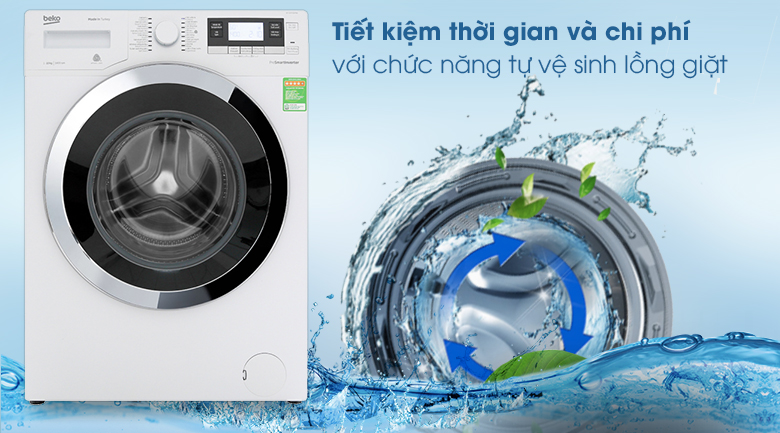Máy giặt Beko Inverter 10 kg WY104764MW - Tự làm sạch