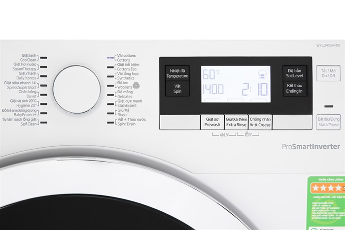 Máy giặt Beko Inverter 10 kg WY104764MW Màu Trắng