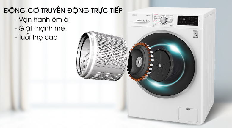 Truyền động trực tiếp - Máy giặt LG Inverter 8 kg FC1408S4W1