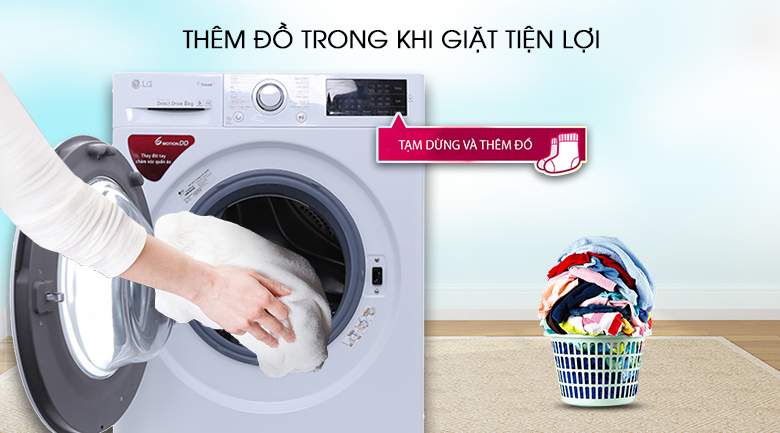 Dễ dàng thêm đồ giặt - Máy giặt LG inverter 8 kg FC1408S4W2