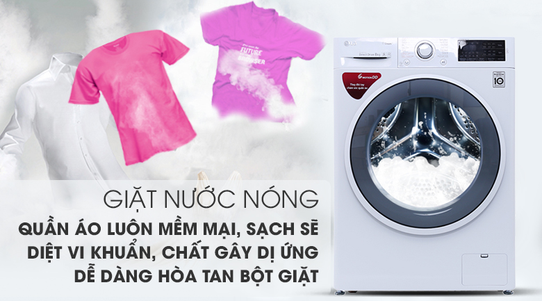 CN_Giặt nước nóng - Máy giặt LG inverter 8 kg FC1408S4W2
