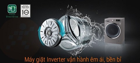 Động cơ Inverter giúp hoạt động của máy êm nhẹ