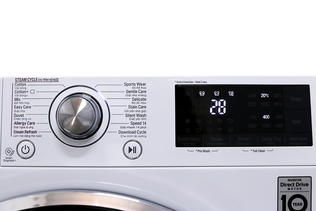Máy giặt LG Inverter 9 kg FC1409S2W Màu Trắng