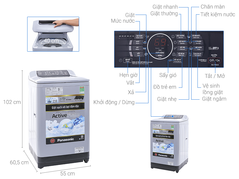 ThÃ´ng sá» ká»¹ thuáº­t MÃ¡y giáº·t Panasonic 9 kg NA-F90A4GRV