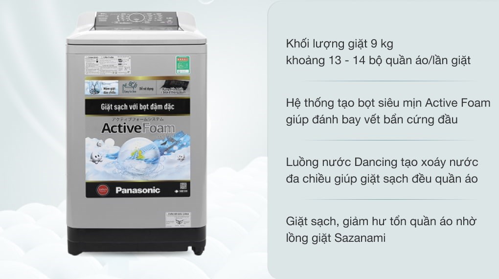 Máy giặt Panasonic 9 kg NA-F90A4GRV, giá rẻ, chính hãng
