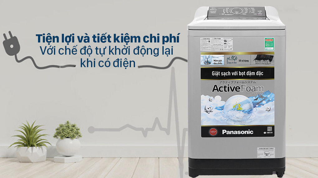 Máy giặt Panasonic 9 kg NA-F90A4GRV  - Tự khởi động lại khi mất điện