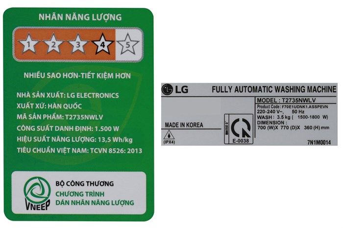 Máy giặt LG TWINWash Mini 3.5 kg T2735NWLV Màu Đen - Xám