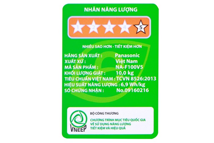 Máy giặt Panasonic 10 kg NA-F100V5LRV Màu Bạc