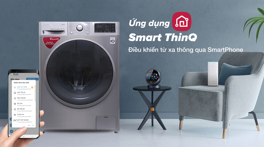 Máy giặt LG Inverter 8 kg FC1408S3E - Ứng dụng Smart ThinQ
