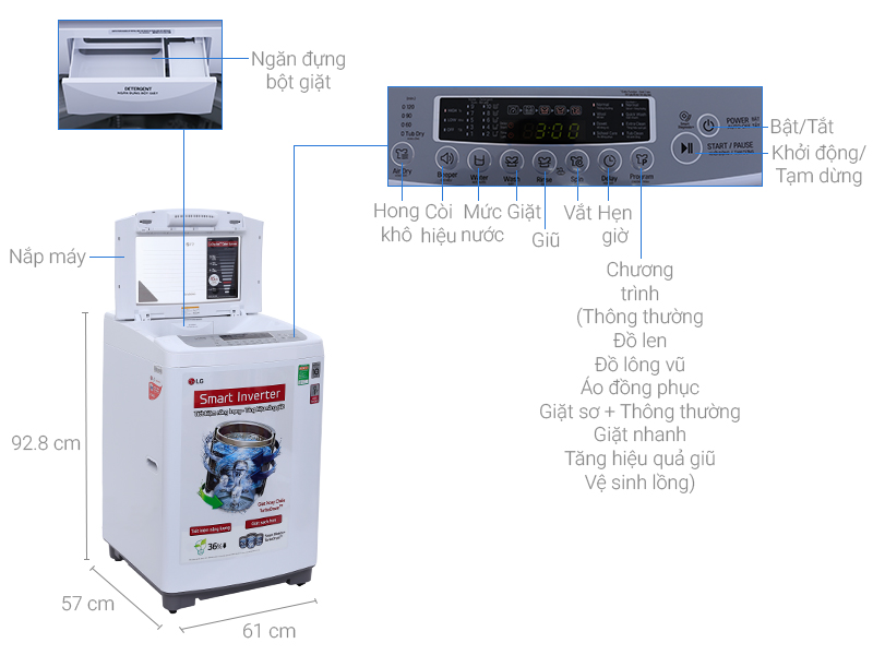 Máy giặt LG 8.5 kg T2385VSPM