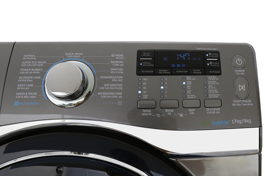 Máy giặt Samsung Add Wash Inverter 17 kg WD17J7825KP/SV Màu Xám