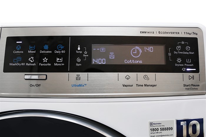 Máy giặt sấy Electrolux Inverter 11 kg EWW14113 Màu Trắng