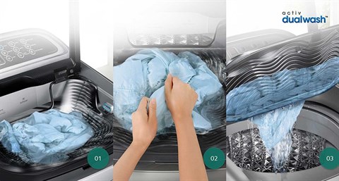 Công nghệ giặt Activ Dualwash - Máy giặt Samsung Inverter 18 kg WA18M8700GV/SV