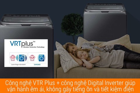 Công nghệ giảm rung lắc tối đa VRTplus - Máy giặt Samsung Inverter 18 kg WA18M8700GV/SV