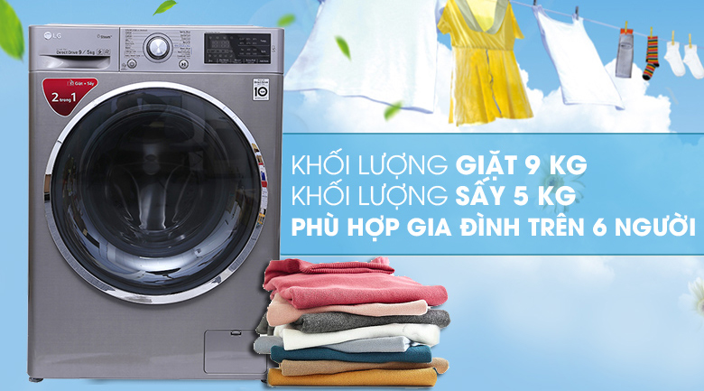 Máy giặt sấy LG Inverter 9kg FC1409D4E