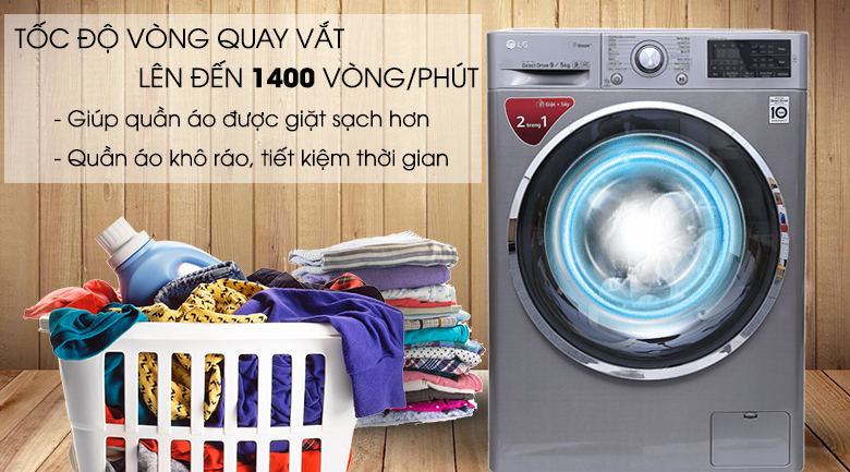 Máy giặt sấy LG Inverter 9kg FC1409D4E