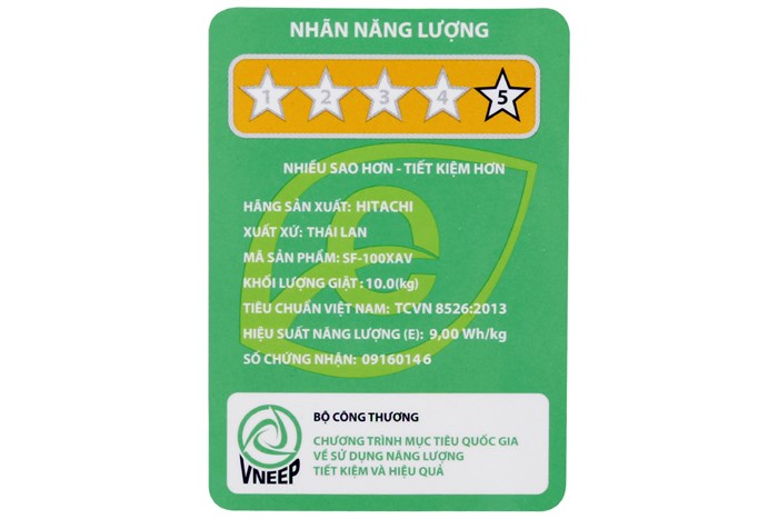 Máy giặt Hitachi Inverter 10 kg SF-100XAV 220-VT (WH-B) Màu Trắng