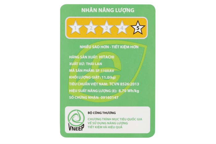 Máy giặt Hitachi inverter 11 kg SF-110XAV 220-VT (WH-B)