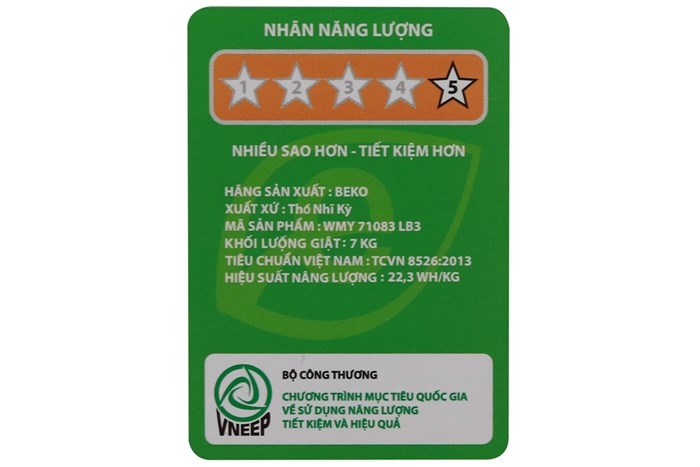 Máy giặt Beko Inverter 7 kg WMY 71083 LB3 Màu Trắng